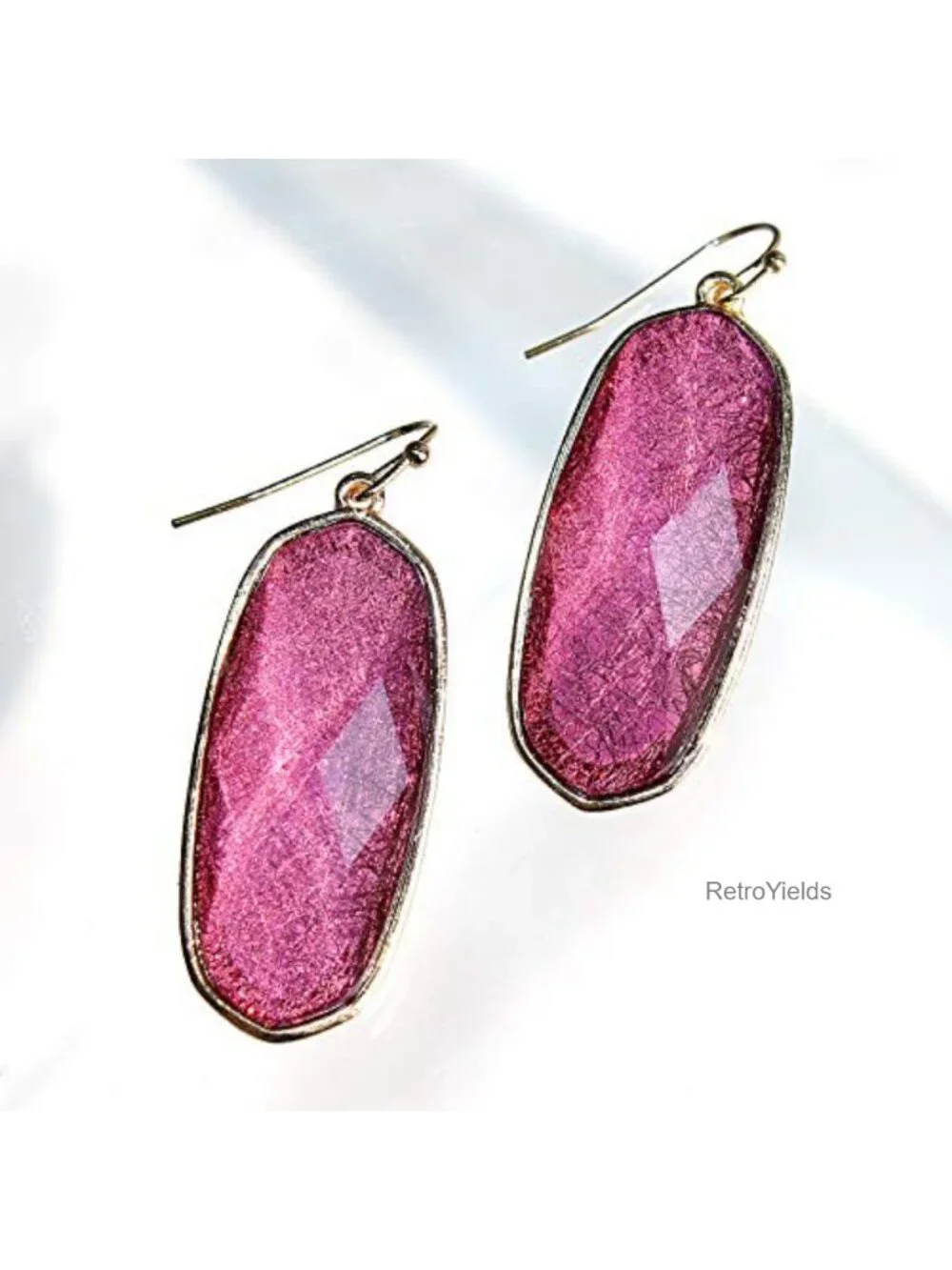Colorful Sparkle Resin Dangle Drop Earrings with Gold Strand, Lightweight Fish